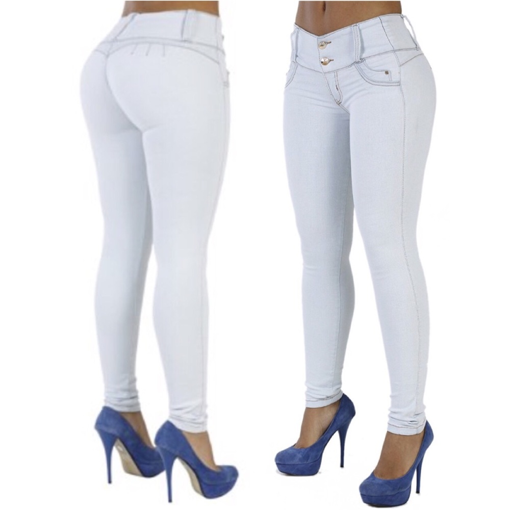 BOOTY-LIFTING SKINNY JEANS: Ice Blue/High-rise